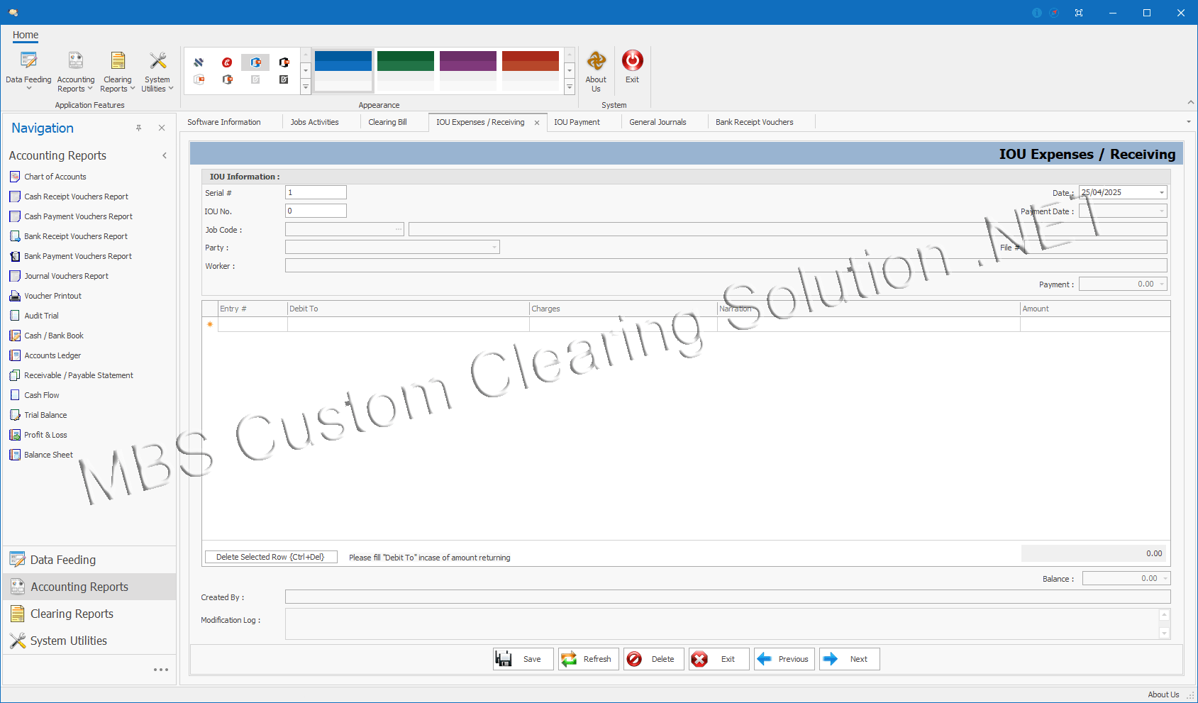 Client & Shipping Line Financial Ledger Statements