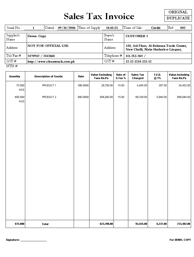 Commercial Sales Tax Invoice (A4)