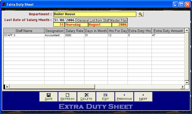 Departmental Overtime Attendance Sheet