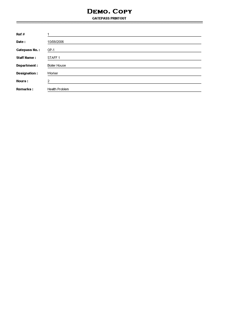 Employee Gate Pass & Exit Authorization Slip