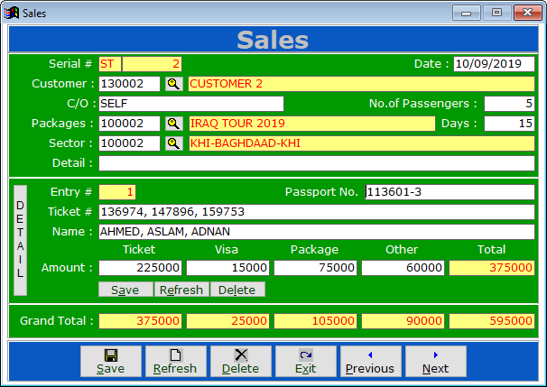 Airline Ticket Sales Invoicing & Sector Entry